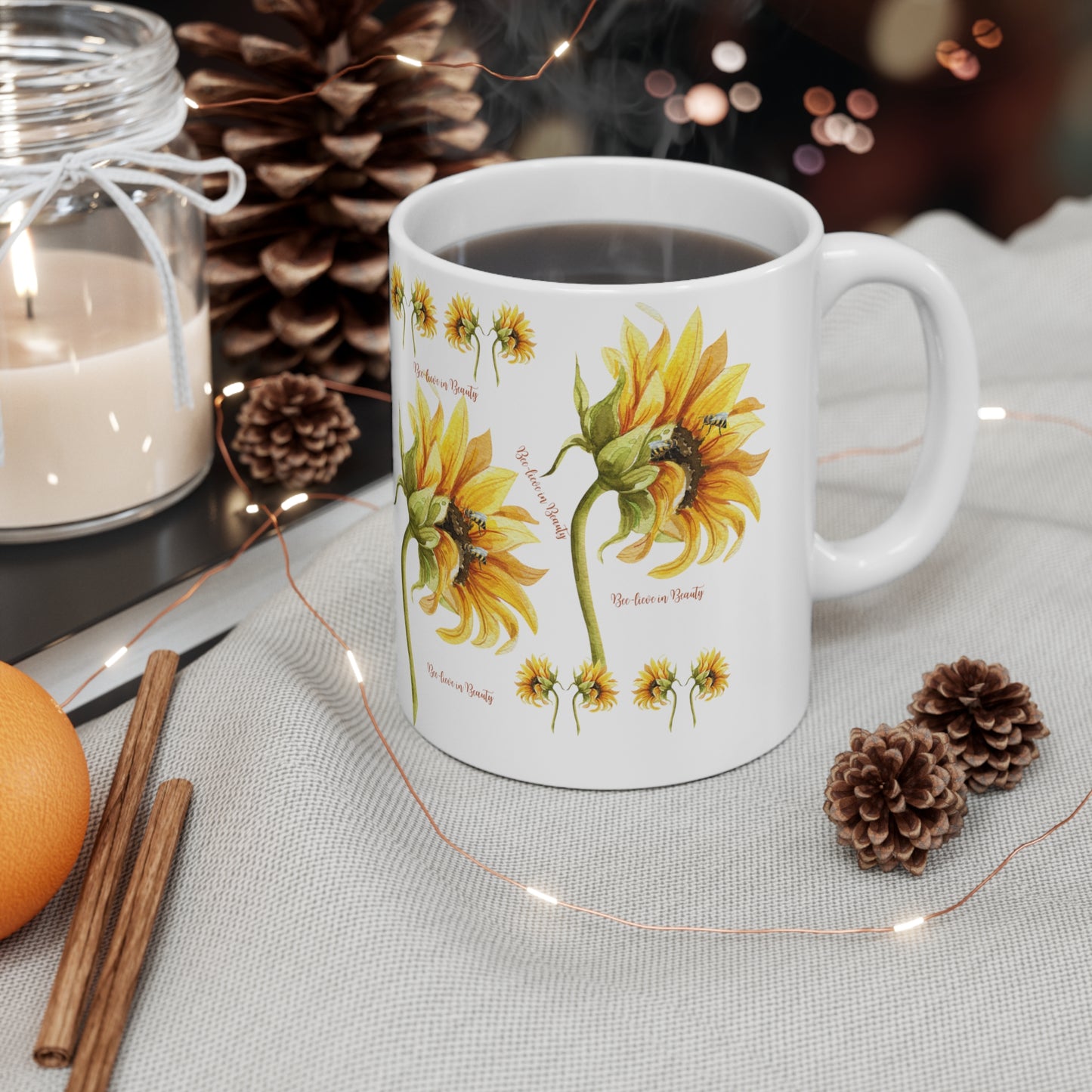 Mug  - Sunflower - White - 11oz