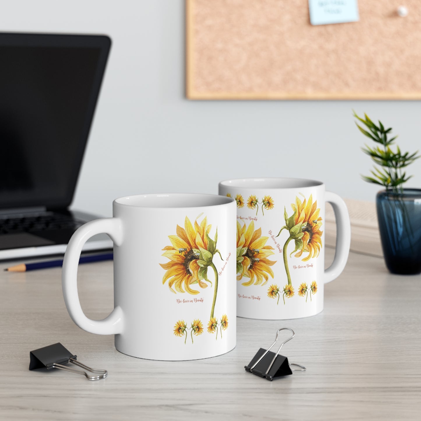Mug  - Sunflower - White - 11oz