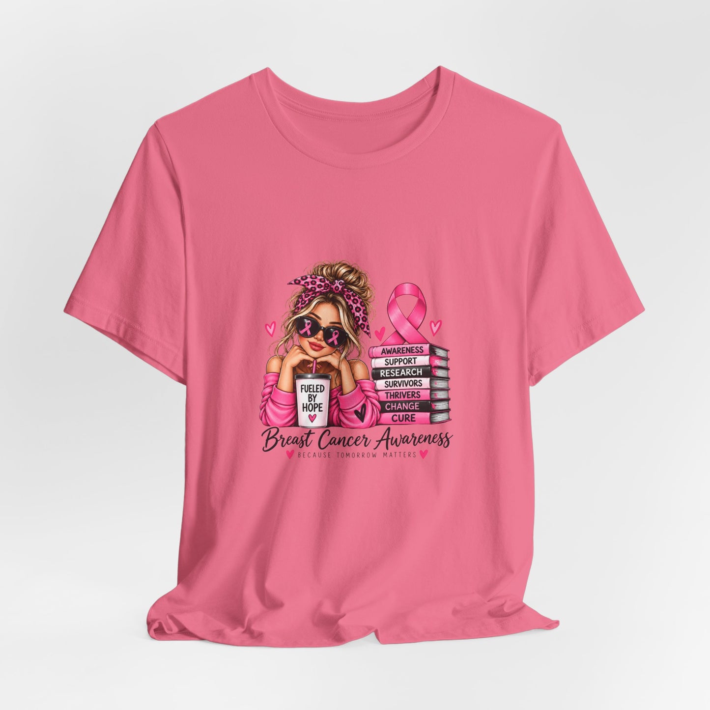 Fueled by Hope Breast Cancer Awareness Shirt | Pink Ribbon Tee - Blond Woman