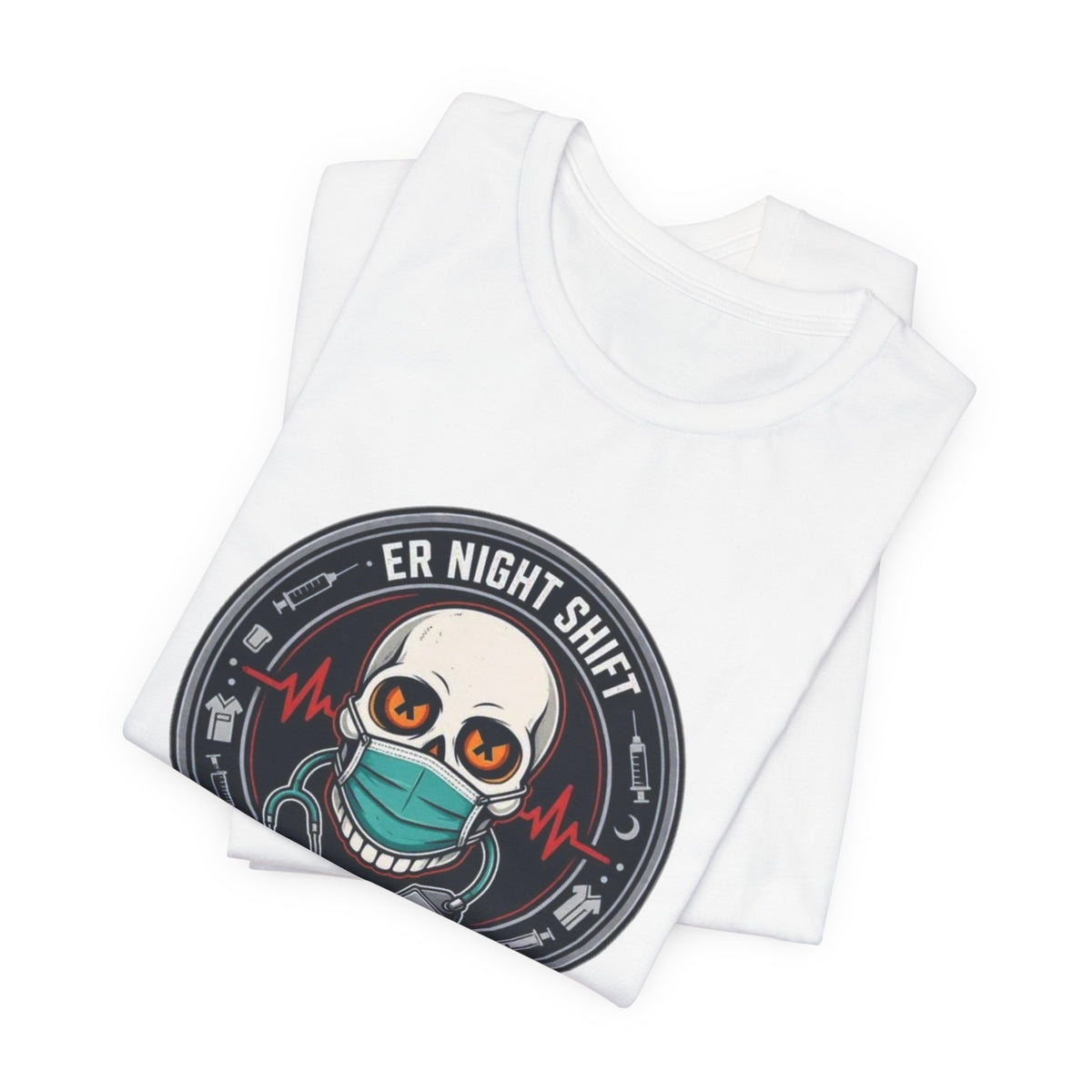 ER Night Shift Halloween T-Shirt – Saving Lives After Dark Skeleton Medical Crewneck – Emergency Room Healthcare Shirt