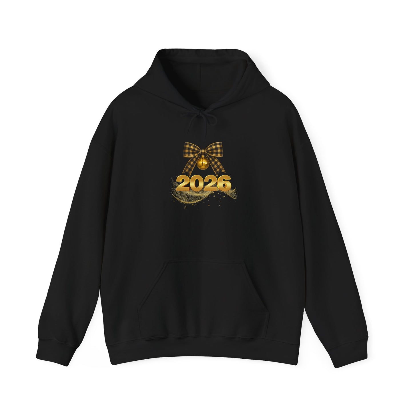 2026 New Year Hoodie — Gold Plaid Bow 2026 Sweatshirt