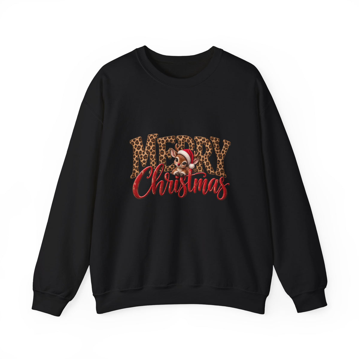 Merry Christmas Leopard Print Sweatshirt | Red Script Holiday Sweater | Trendy Christmas Crewneck | Animal Print Christmas Sweatshirt