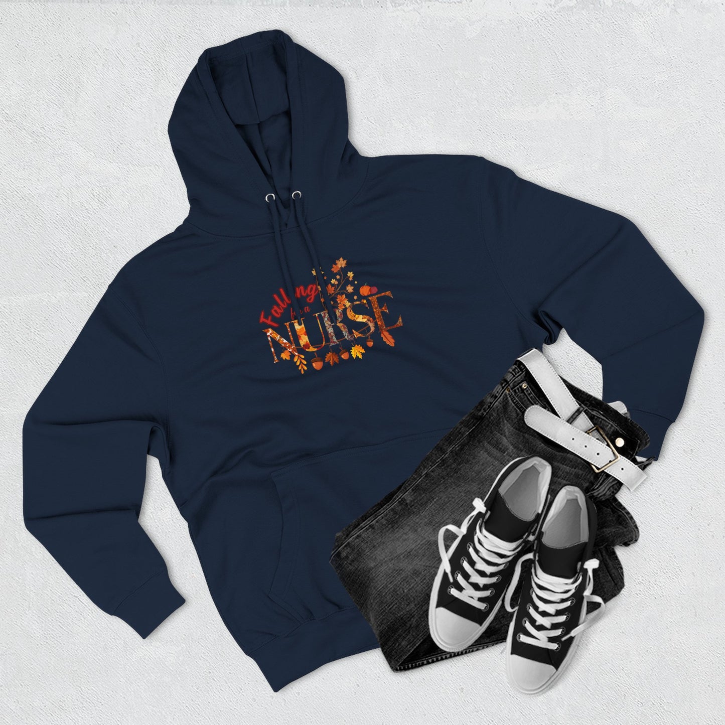 Fall Nurse Fleece Hoodie, Cozy Sweatshirt for Healthcare Workers, Autumn Gift, Nurse Appreciation, Seasonal Apparel