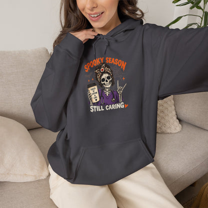 Halloween Nurse Sweatshirt – Spooky Season Still Caring Skeleton Nurse Crewneck – Caffeine & Care Healthcare Halloween Sweater