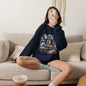Blue Sweater Weather Shirt – Crochet Knit Fall Graphic Tee, Leopard Print Pumpkin & Coffee Design