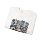 Blue Sweater Weather Shirt – Crochet Knit Fall Graphic Tee, Leopard Print Pumpkin & Coffee Design