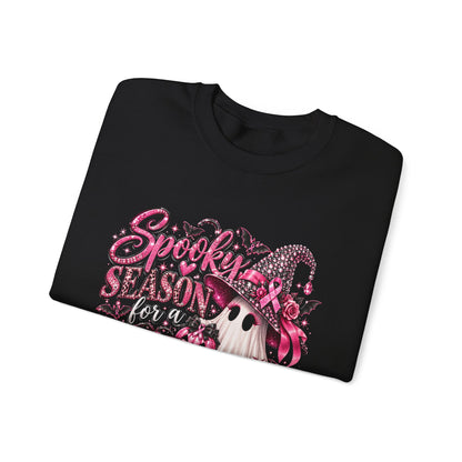 Spooky Season for a Cure Sweatshirt| Breast Cancer Awareness Halloween Ghost Tee | Pink Ribbon Witch Sweatshirt