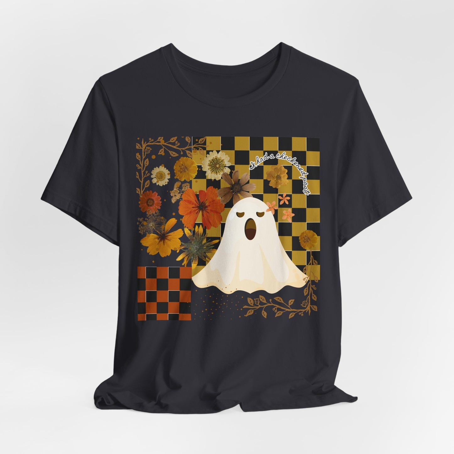 Halloween Ghost Floral Tee, Casual Unisex T-Shirt, Cozy Fall Shirt, Halloween Costume Alternative, Boo-Themed Shirt, Autumn Vibes Apparel