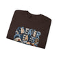 Blue Sweater Weather Shirt – Crochet Knit Fall Graphic Tee, Leopard Print Pumpkin & Coffee Design