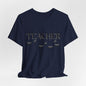 Teacher Halloween Shirt | Spooky Teacher Tee | Witch & Bat Teacher Graphic | Black and Gray Halloween Teacher T-Shirt