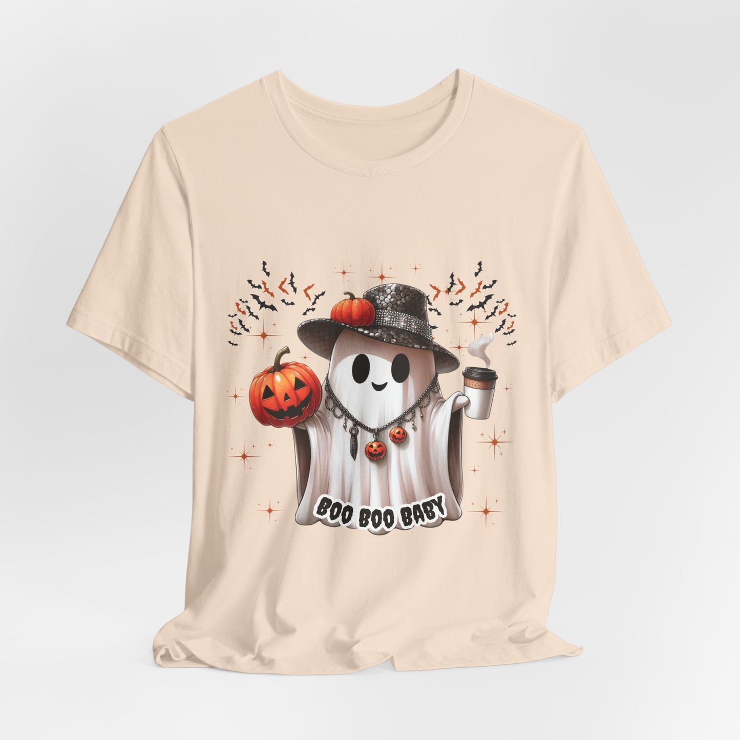 Halloween Ghost Tee, Fun Unisex Short Sleeve Shirt, Boo Boo Party Tee, Festive Autumn Apparel, Trick or Treat Shirt