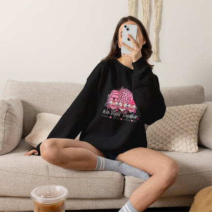 Breast Cancer Awareness Gnomes Crewneck Sweatshirt – 'We Fight Together' Pink Ribbon Design