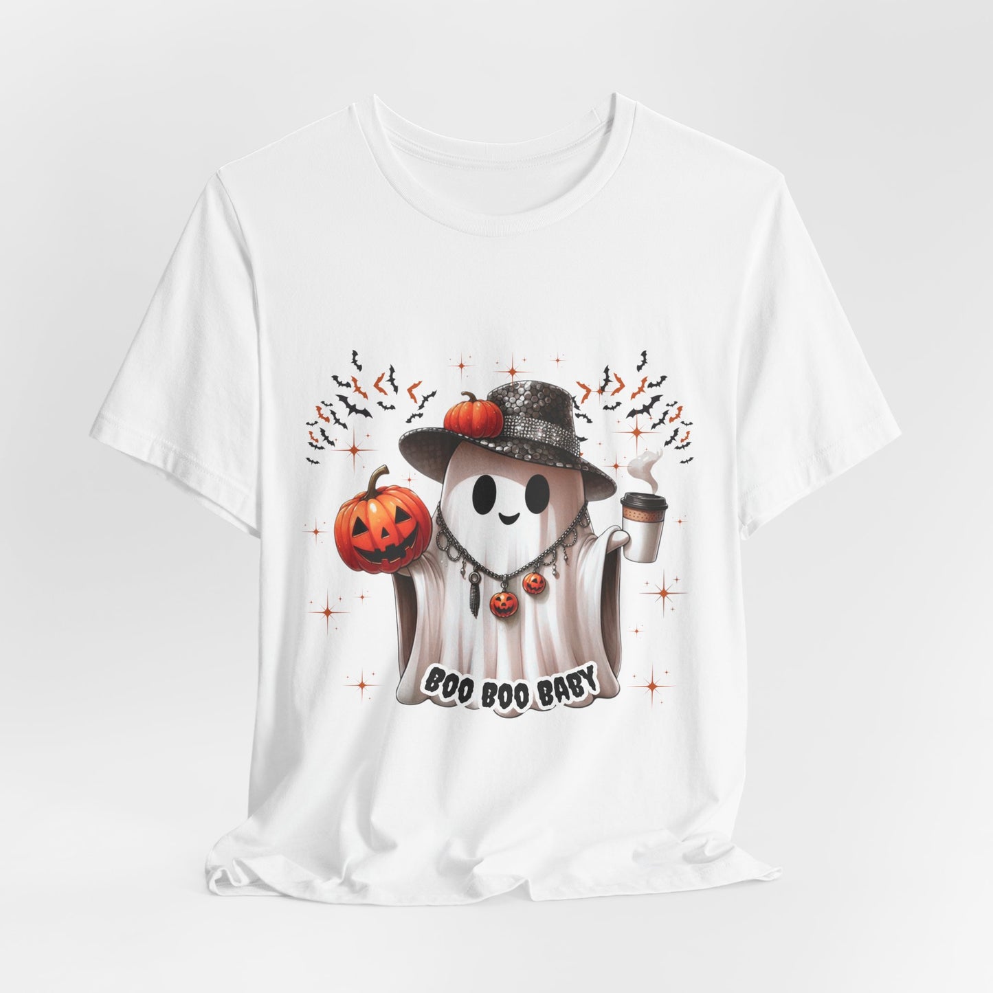 Halloween Ghost Tee, Fun Unisex Short Sleeve Shirt, Boo Boo Party Tee, Festive Autumn Apparel, Trick or Treat Shirt