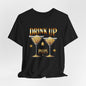 Drink Up Peeps Tee — Gold Glitter Cocktail Party T-Shirt
