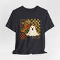 Retro Floral Ghost Halloween Shirt, Spooky Cute Fall Graphic Tee, Unisex Halloween T-Shirt