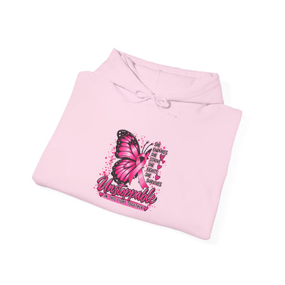 Pink Butterfly 'Be Remarkable' Hoodie - Women's Inspirational Graphic Sweatshirt