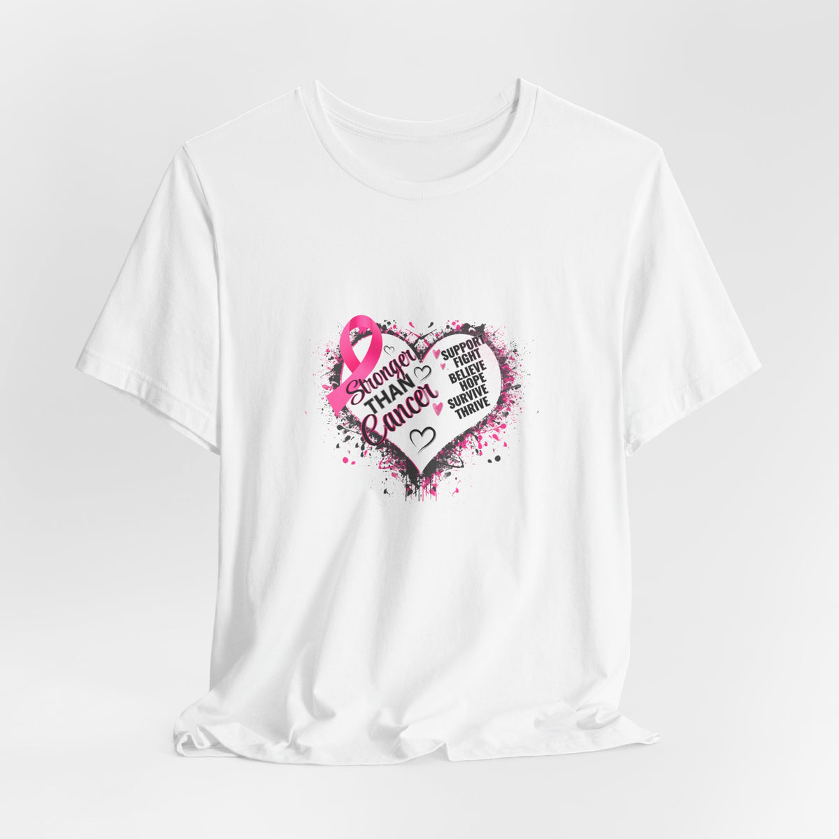 Stronger Than Cancer Breast Cancer Awareness Shirt | Pink Ribbon Heart Tee