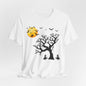 Halloween Spirit Unisex Tee - Cute Fall Graphic Tee, Autumn Clothing, Witch Shirt, Halloween Costume Top, Tree and Moon Shirt