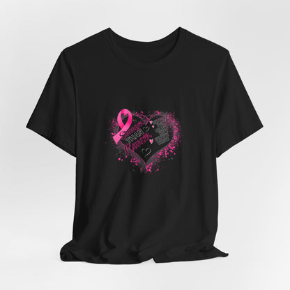 Stronger Than Cancer Breast Cancer Awareness Shirt | Pink Ribbon Heart Tee