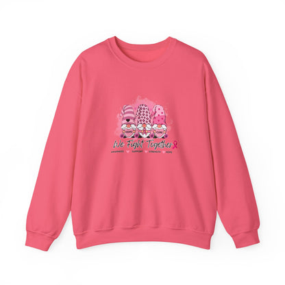 Breast Cancer Awareness Gnomes Crewneck Sweatshirt – 'We Fight Together' Pink Ribbon Design