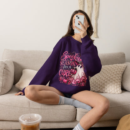 Spooky Season for a Cure Sweatshirt| Breast Cancer Awareness Halloween Ghost Tee | Pink Ribbon Witch Sweatshirt