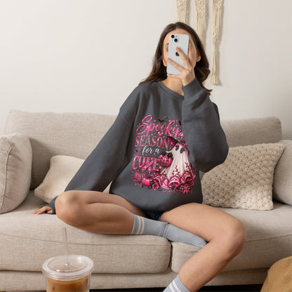 Spooky Season for a Cure Sweatshirt| Breast Cancer Awareness Halloween Ghost Tee | Pink Ribbon Witch Sweatshirt