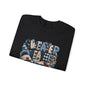 Blue Sweater Weather Shirt – Crochet Knit Fall Graphic Tee, Leopard Print Pumpkin & Coffee Design