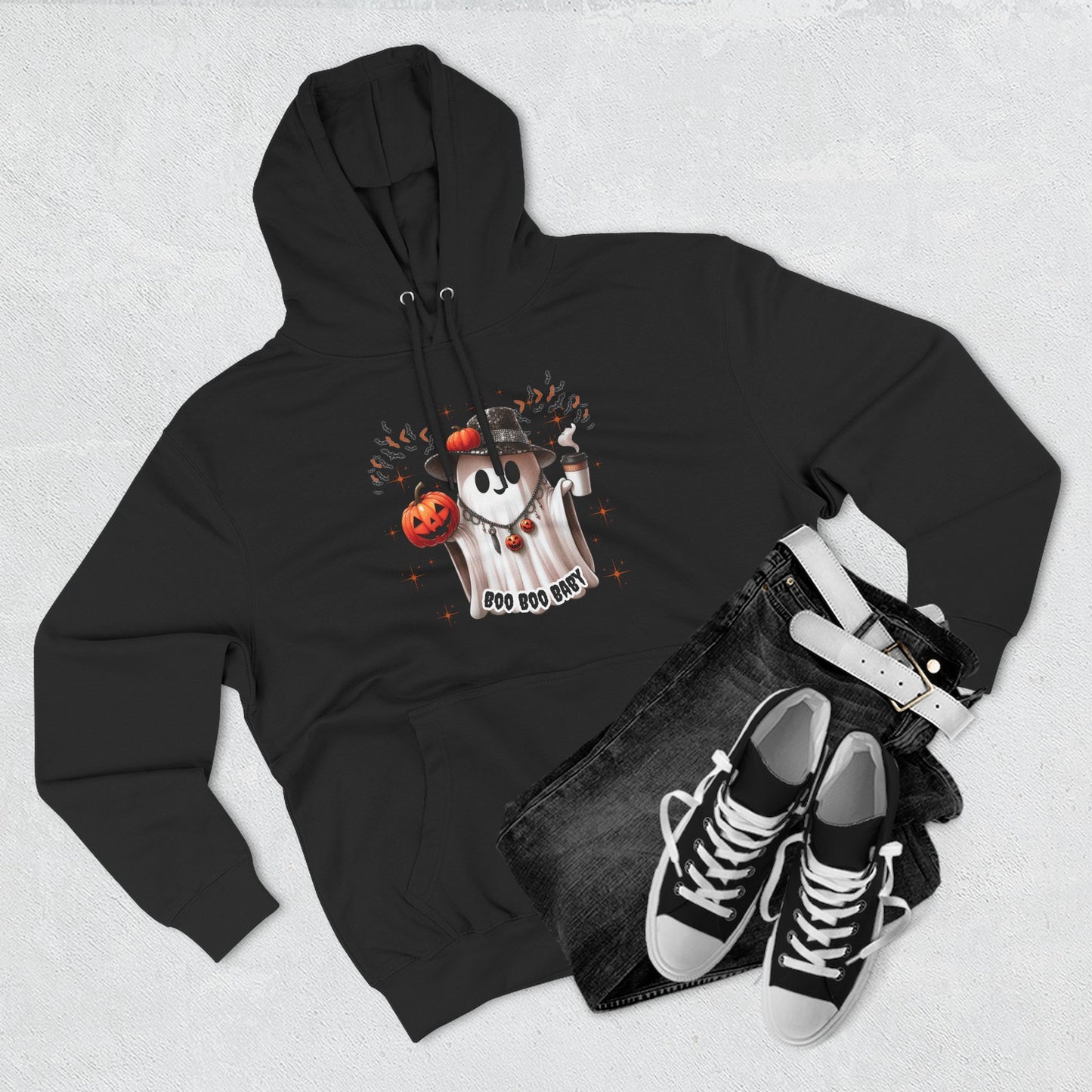 Halloween Ghost Hoodie, Cozy Fleece Sweatshirt for Fall, Pumpkin Design, Spooky Gift, Trick or Treat Apparel