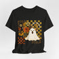 Retro Floral Ghost Halloween Shirt, Spooky Cute Fall Graphic Tee, Unisex Halloween T-Shirt