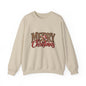 Merry Christmas Leopard Print Sweatshirt | Red Script Holiday Sweater | Trendy Christmas Crewneck | Animal Print Christmas Sweatshirt