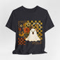 Retro Floral Ghost Halloween Shirt, Spooky Cute Fall Graphic Tee, Unisex Halloween T-Shirt