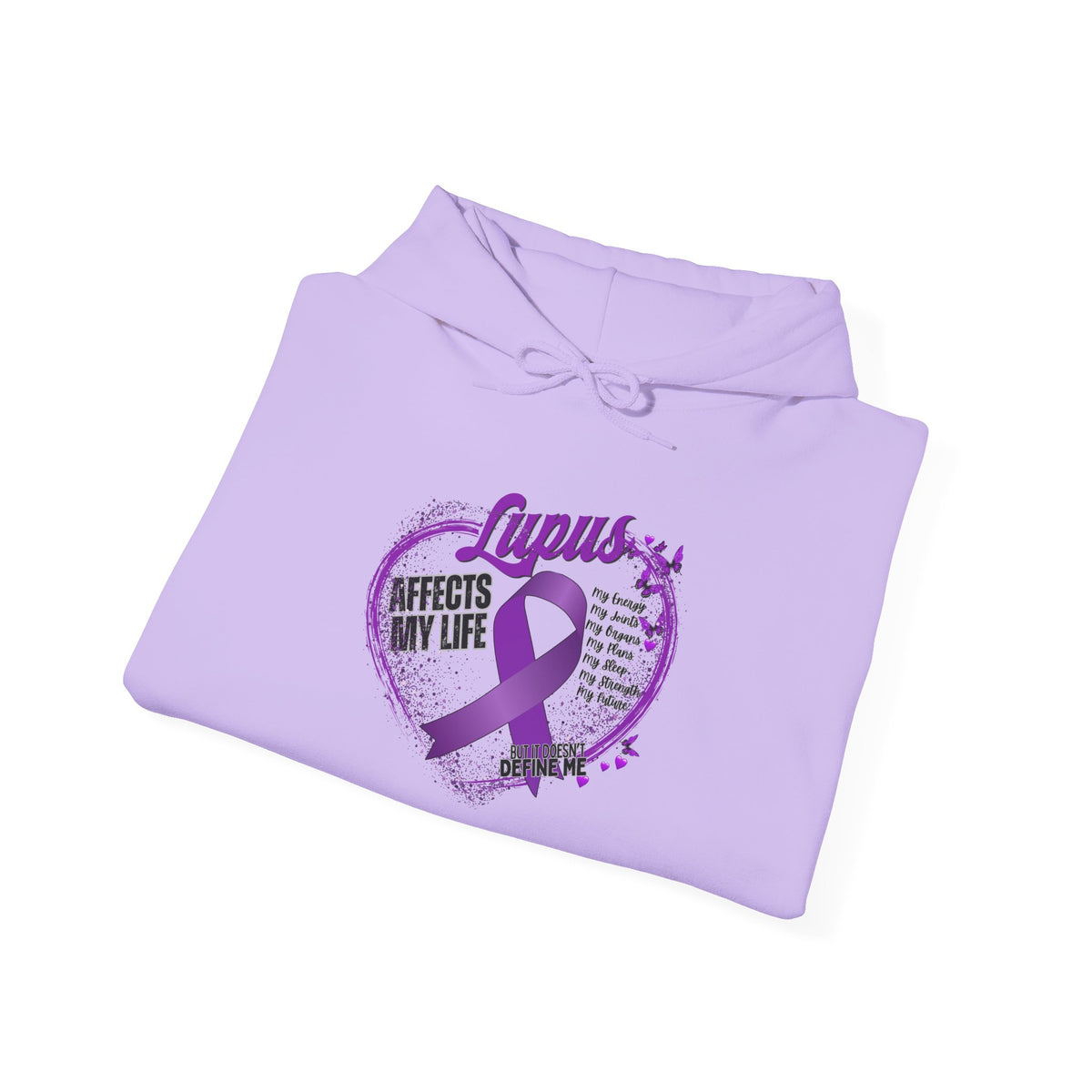 Lupus Awareness Hoodie — Purple Ribbon Heart "Affects My Life"