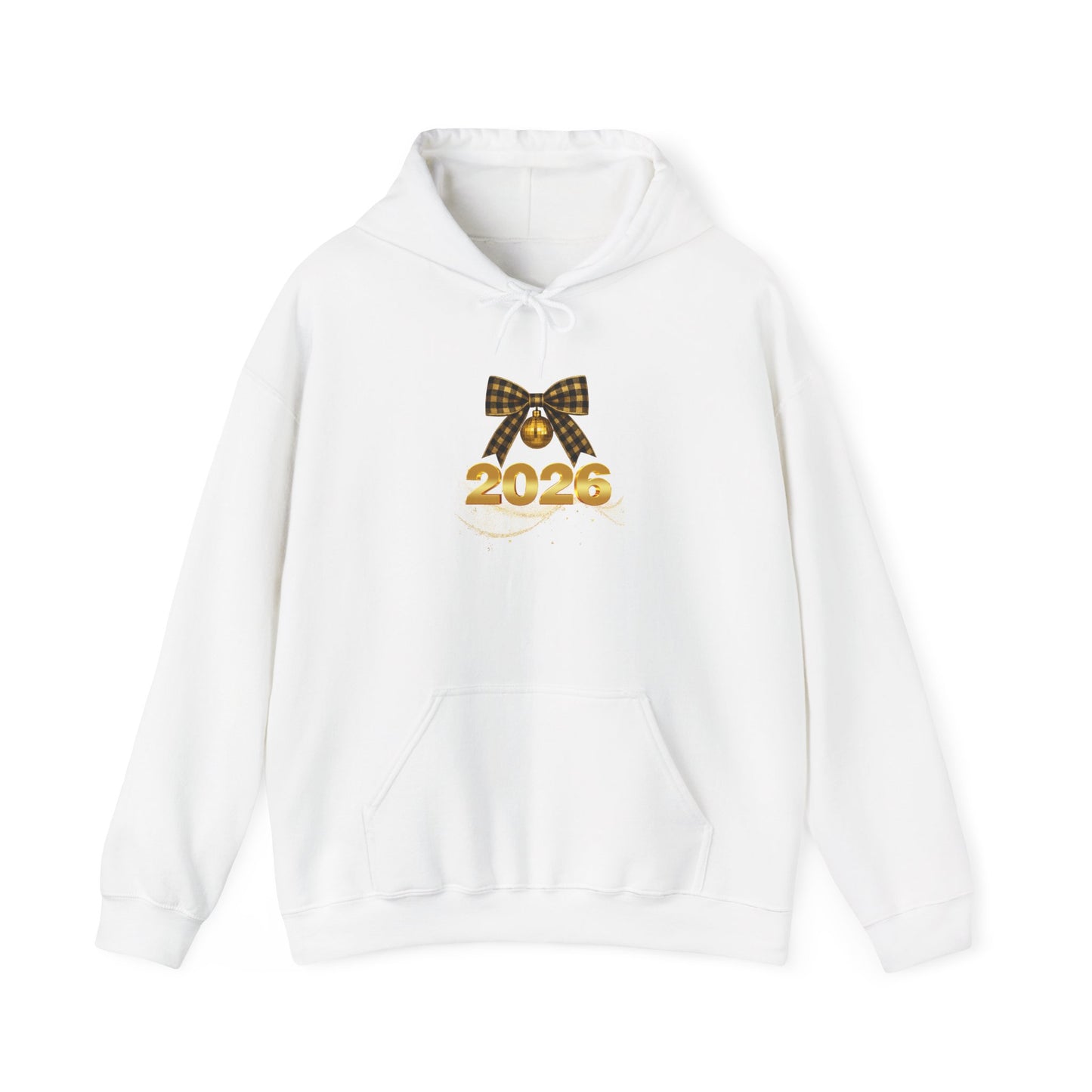 2026 New Year Hoodie — Gold Plaid Bow 2026 Sweatshirt