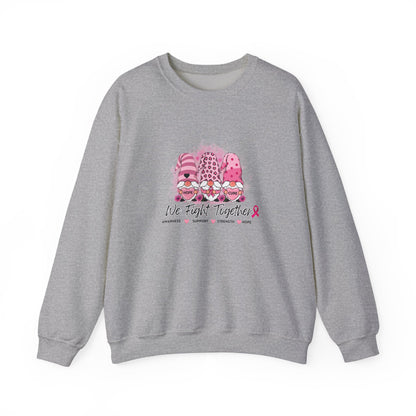 Breast Cancer Awareness Gnomes Crewneck Sweatshirt – 'We Fight Together' Pink Ribbon Design