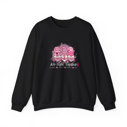 Breast Cancer Awareness Gnomes Crewneck Sweatshirt – 'We Fight Together' Pink Ribbon Design