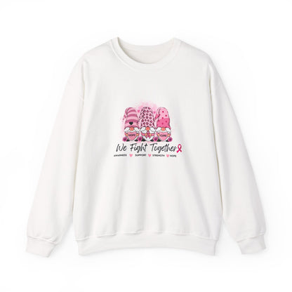 Breast Cancer Awareness Gnomes Crewneck Sweatshirt – 'We Fight Together' Pink Ribbon Design