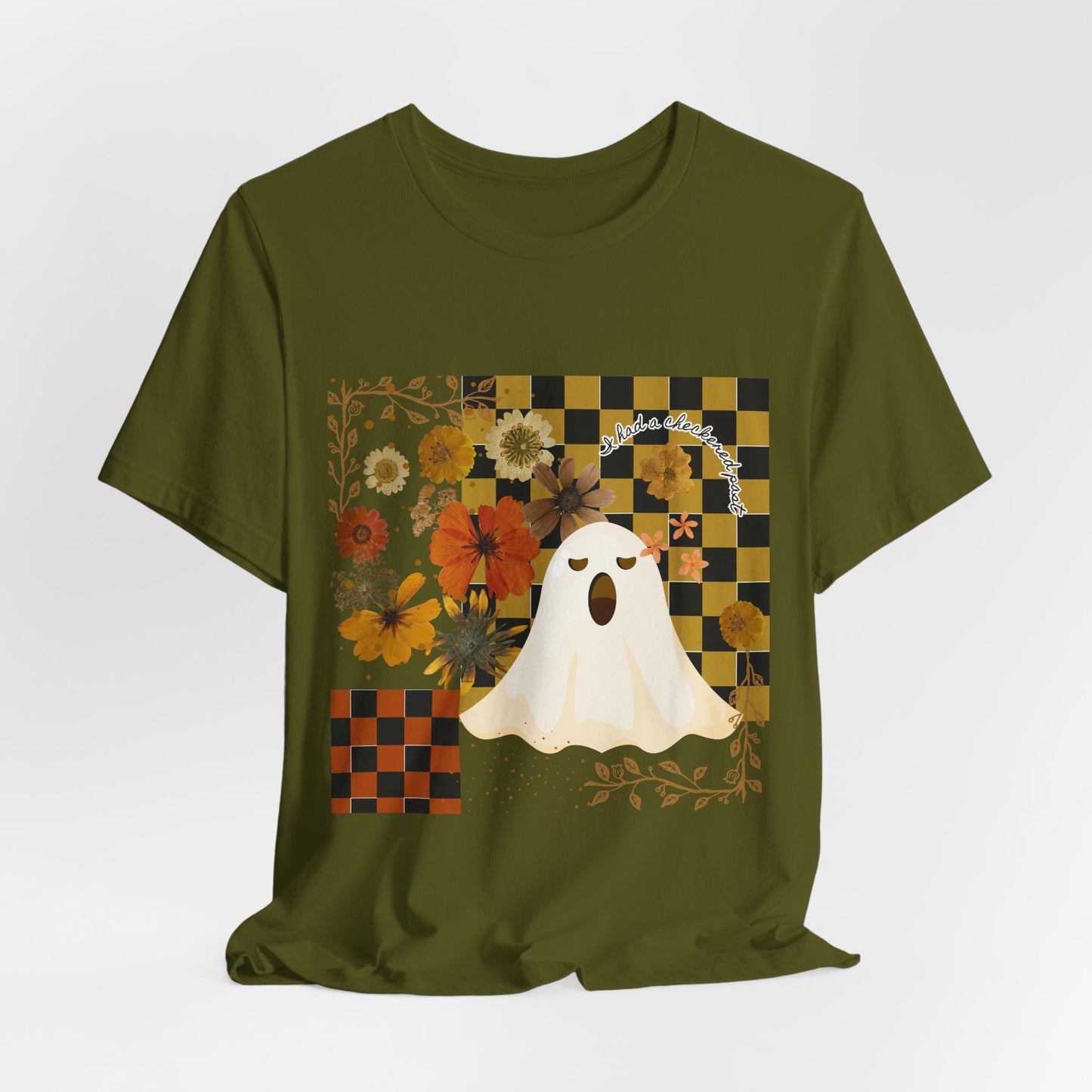 Retro Floral Ghost Halloween Shirt, Spooky Cute Fall Graphic Tee, Unisex Halloween T-Shirt
