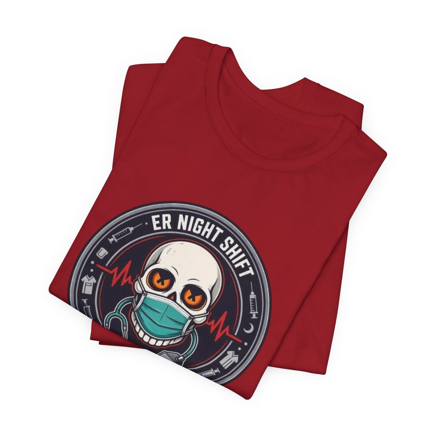 ER Night Shift Halloween T-Shirt – Saving Lives After Dark Skeleton Medical Crewneck – Emergency Room Healthcare Shirt