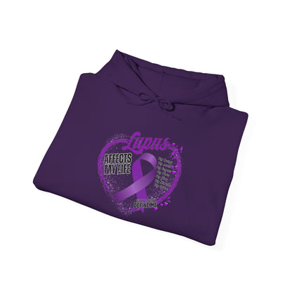 Lupus Awareness Hoodie — Purple Ribbon Heart "Affects My Life"