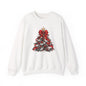 Festive Christmas Tree Sweatshirt – Red Bow & Ornament Holiday Crewneck