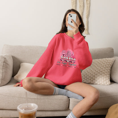 Breast Cancer Awareness Gnomes Crewneck Sweatshirt – 'We Fight Together' Pink Ribbon Design