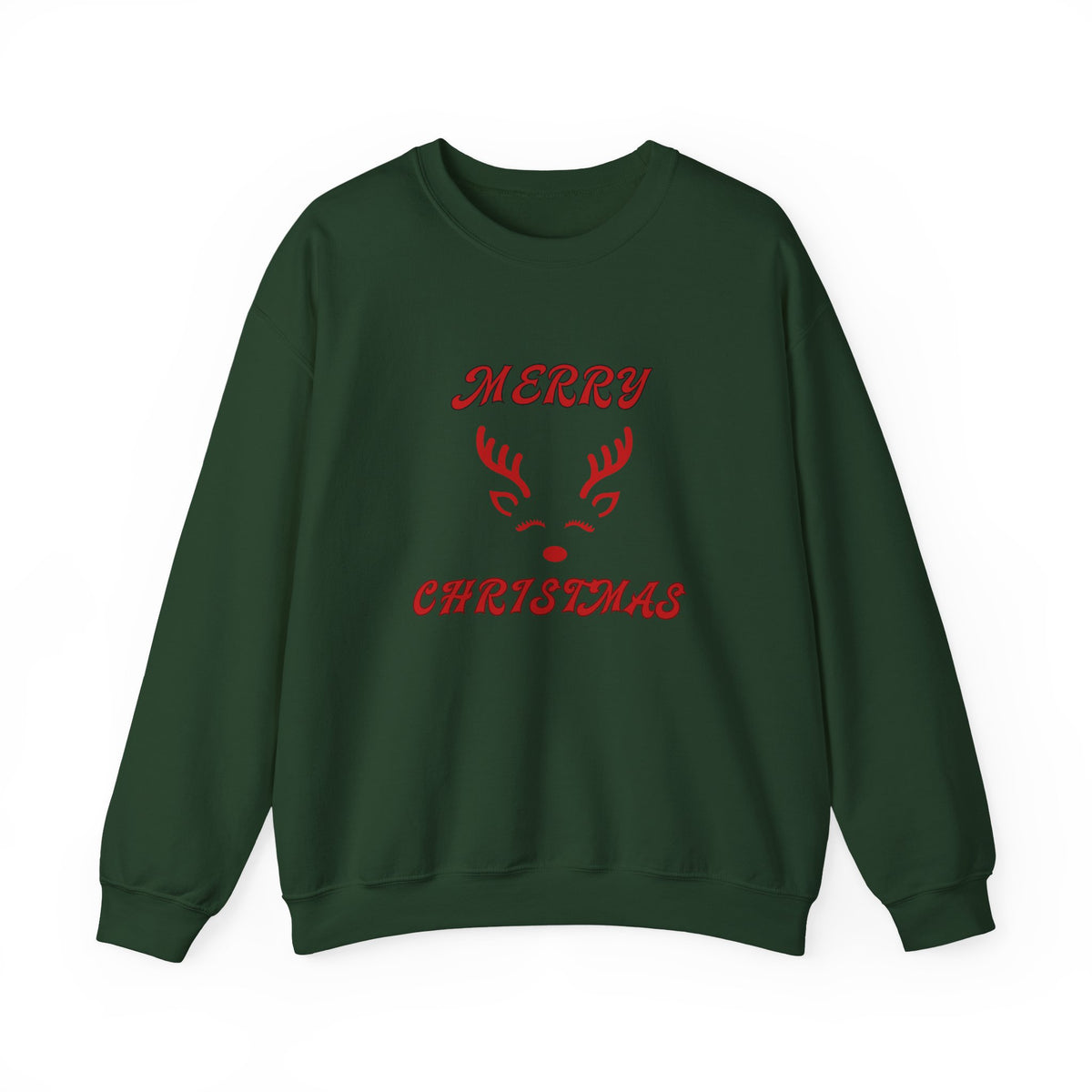 Minimalist Merry Christmas Reindeer Sweatshirt – Simple Red Holiday Crewneck
