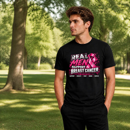 Tee - Breast Cancer Support — "Real Men Support Breast Cancer Awareness"