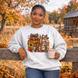 Sweatshirt - Hello Fall Leopard Print Pumpkin Sweatshirt | Plaid Autumn Graphic Crewneck