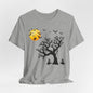 Halloween Spirit Unisex Tee - Cute Fall Graphic Tee, Autumn Clothing, Witch Shirt, Halloween Costume Top, Tree and Moon Shirt