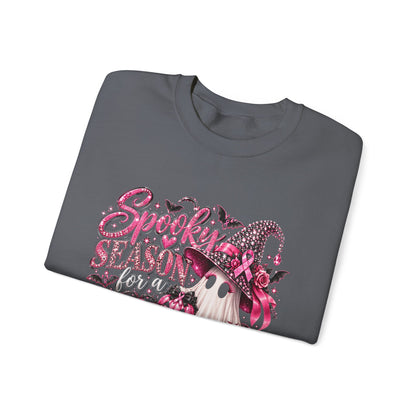 Spooky Season for a Cure Sweatshirt| Breast Cancer Awareness Halloween Ghost Tee | Pink Ribbon Witch Sweatshirt