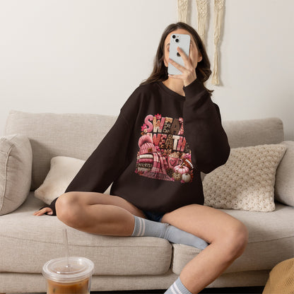 Pink Sweater Weather Shirt – Crochet Knit Fall Graphic Tee, Leopard Print Pumpkin & Coffee Design