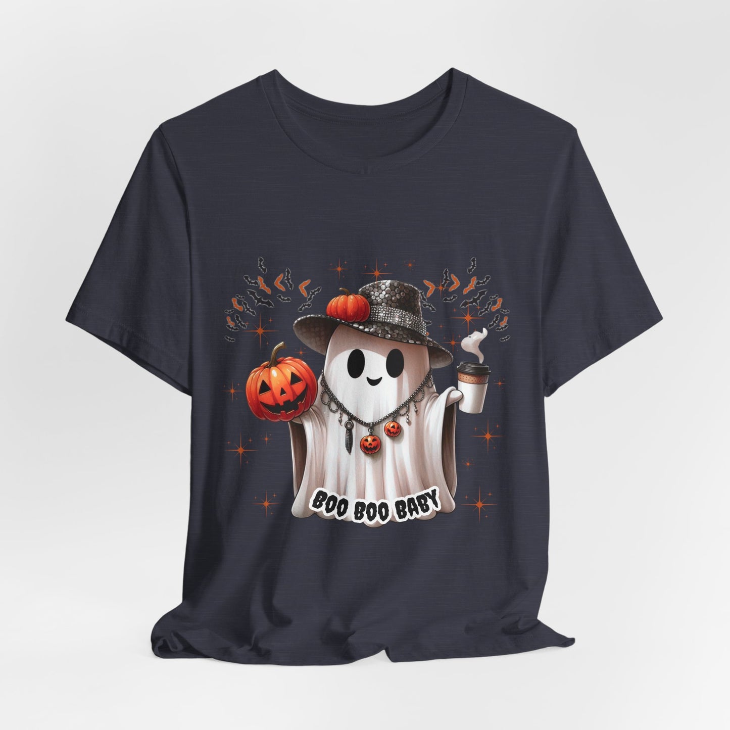 Halloween Ghost Tee, Fun Unisex Short Sleeve Shirt, Boo Boo Party Tee, Festive Autumn Apparel, Trick or Treat Shirt