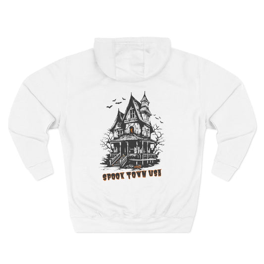 Spook Town USA Halloween Hoodie, Skeleton Back Print Sweatshirt, Spooky Season Graphic Hoodie, Halloween Streetwear