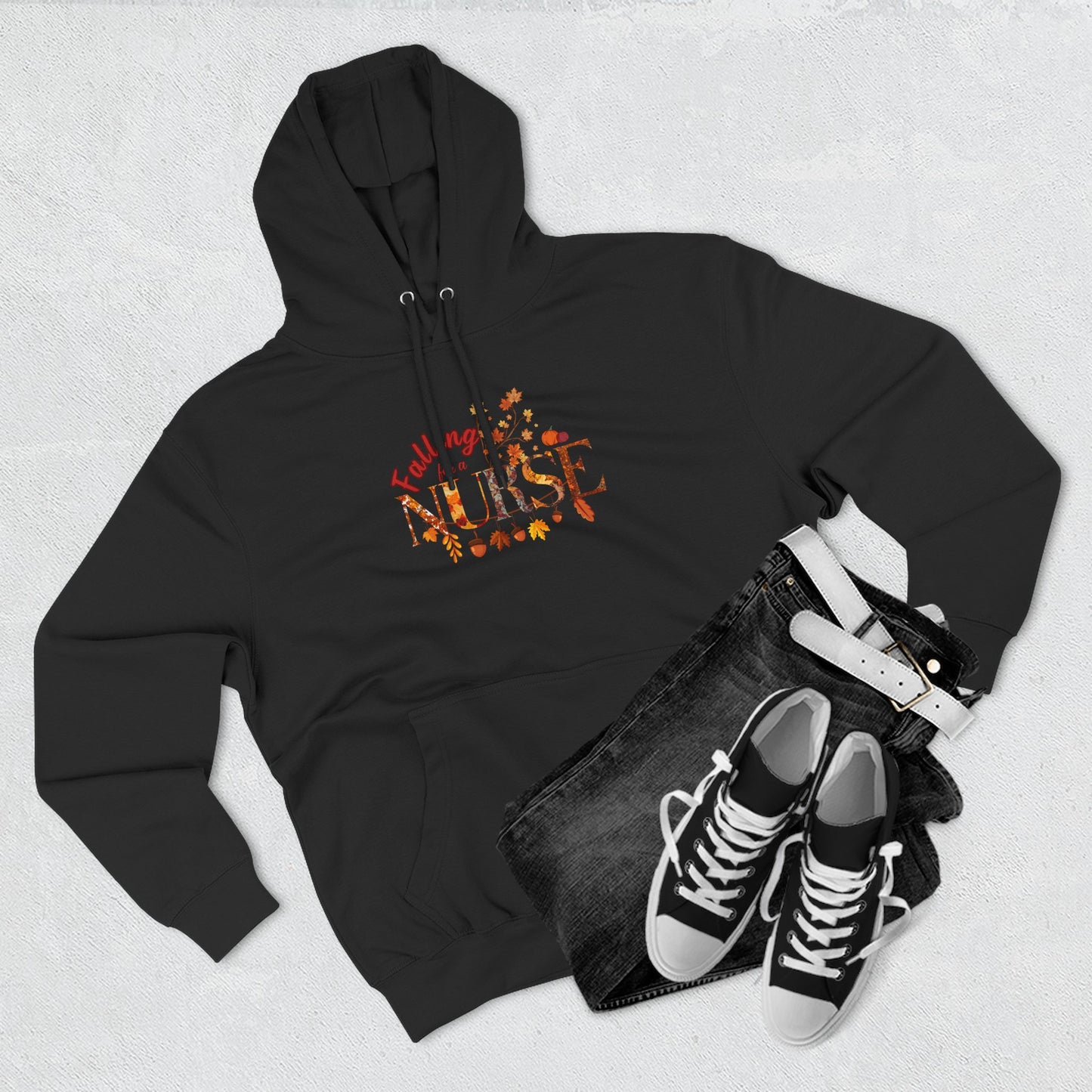 Fall Nurse Fleece Hoodie, Cozy Sweatshirt for Healthcare Workers, Autumn Gift, Nurse Appreciation, Seasonal Apparel